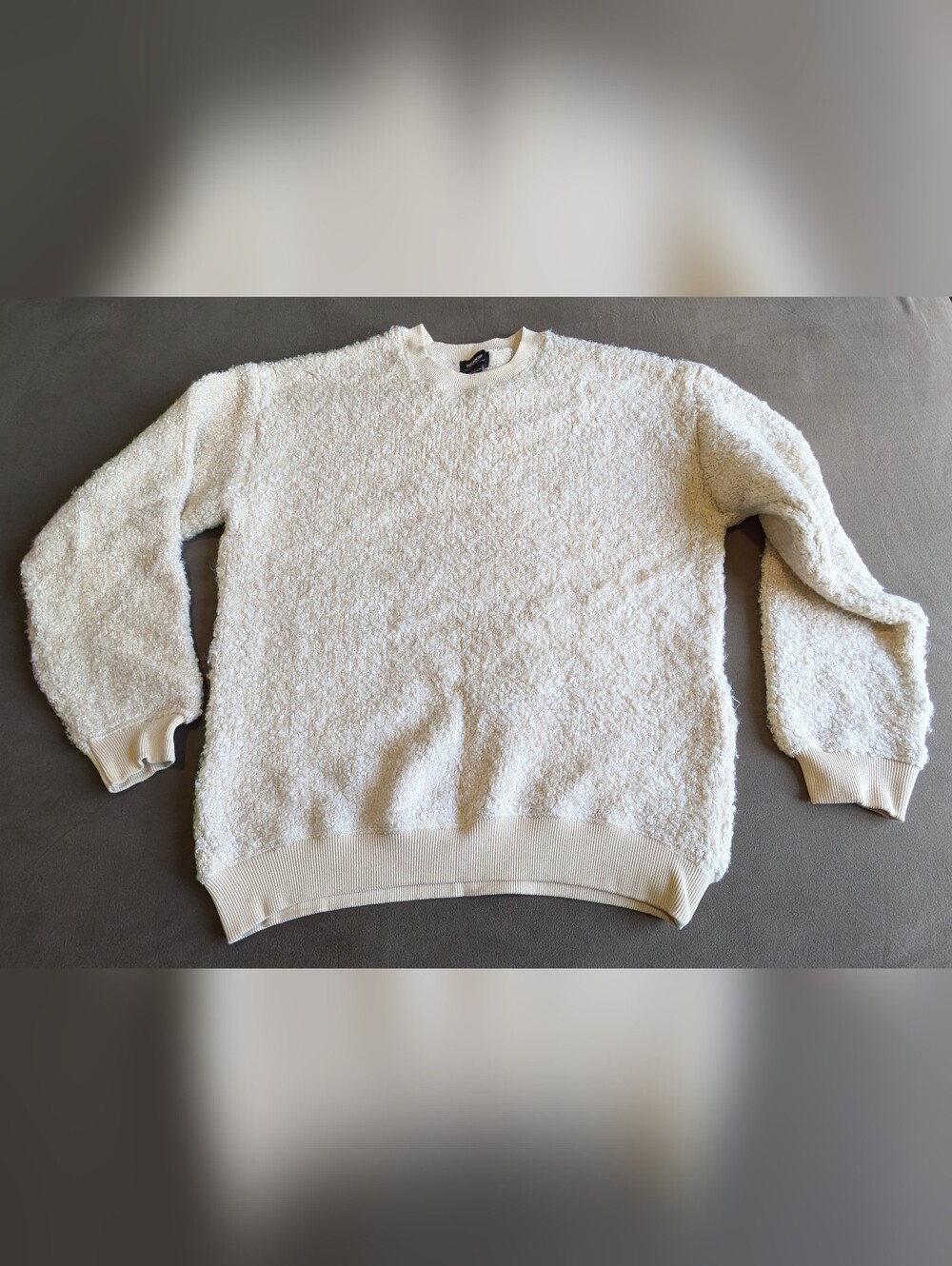 Pull&Bear Cream Textured Crewneck Sweater